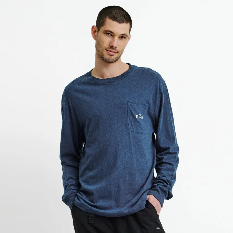 Men's ethical fashion t-shirt-Hemp Long Sleeve Tee Indigo