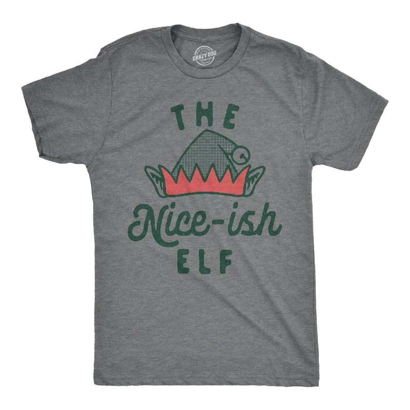 Men's embroidered t-shirt-The Nice Ish Elf Men's T Shirt