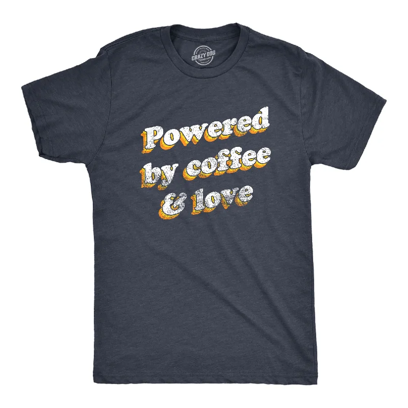 Men's minimalist t-shirt-Powered By Coffee And Love Men's T Shirt