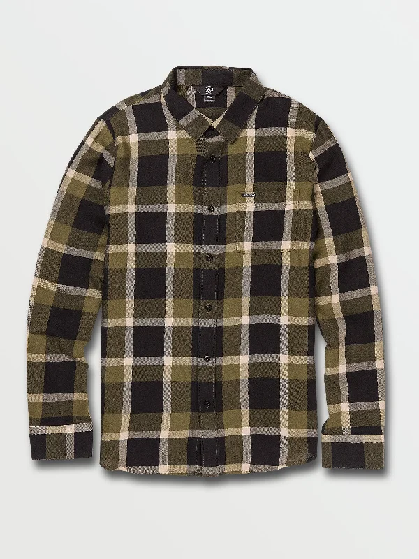 Men's gym-ready office wear shirt-Curwin Long Sleeve Flannel - Military