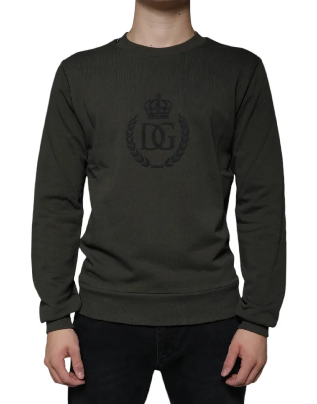 Men's cashmere sweater-Dolce & Gabbana  DG Crown Crew Neck Pullover Men's Sweater