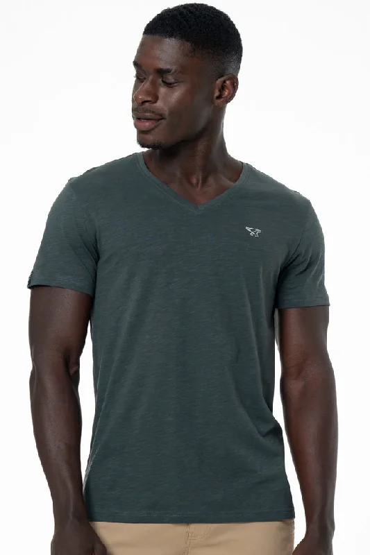 Men's minimalist t-shirt-V-Neck T-Shirt _ 141368 _ Fatigue