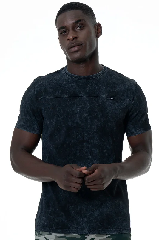 Men's brushed cotton t-shirt-Dirty Dye T-Shirt _ 154708 _ Black