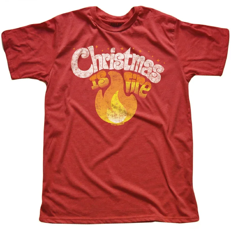 Men's fitted athletic t-shirt-Christmas is Fire T-shirt