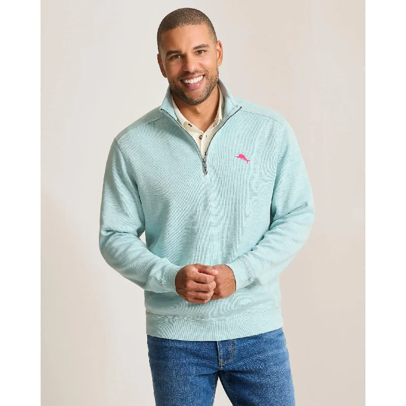 Men's fishing sweater-Tommy Bahama Men's Tobago Bay Half Zip Sweater - Sterling Blue