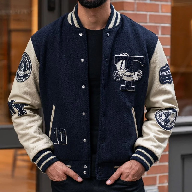 Men's modern fleece jacket-Varsity Jacket | Navy 10 Year