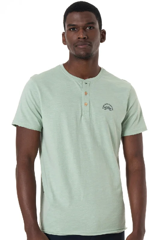 Men's minimalist t-shirt-Henley T-Shirt _ 151840 _ Sage