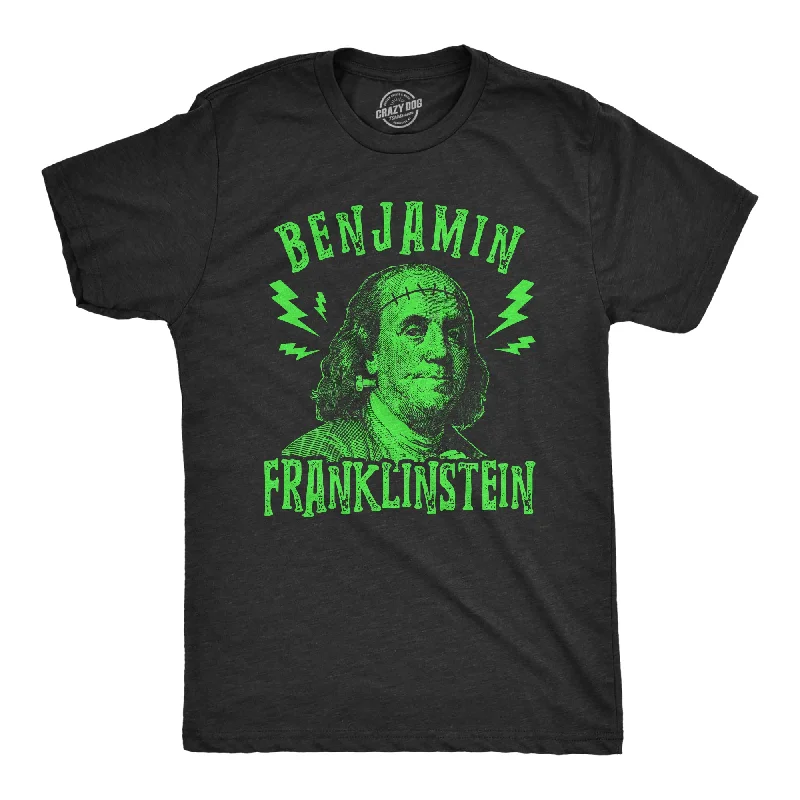 Men's embroidered t-shirt-Benjamin Franklinstein Men's T Shirt