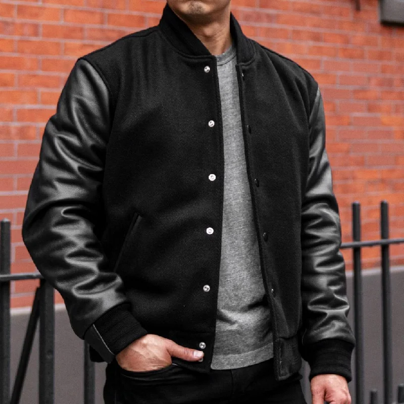 Men's organic anorak-Varsity Jacket | Black