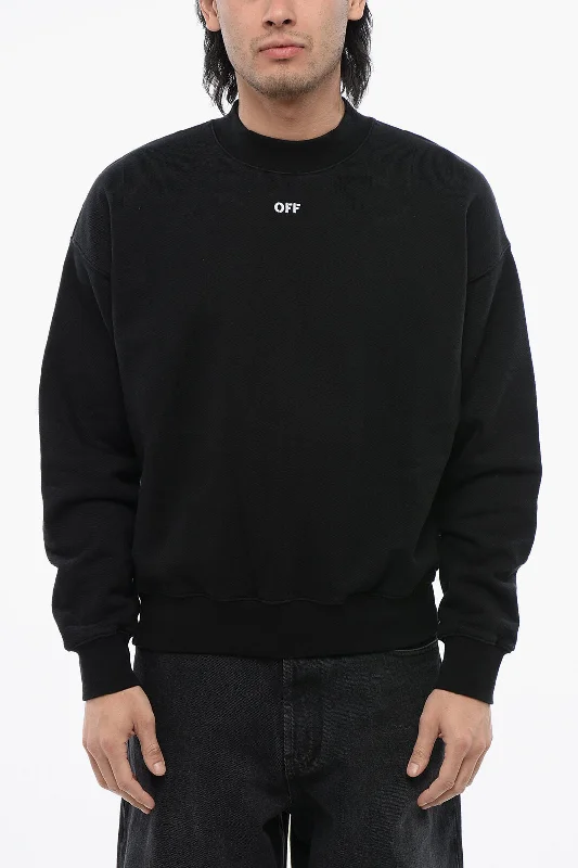 Men's pullover sweatshirt-Off-White Skate-Fit Brushed Cotton Crewneck Sweatshirt