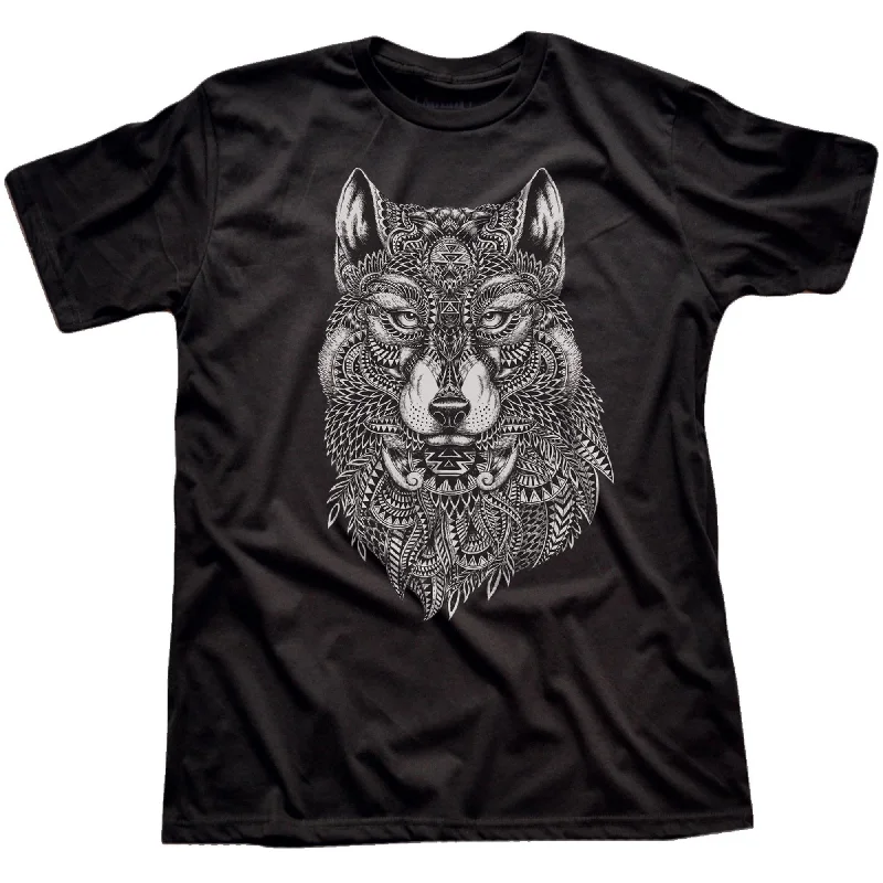 Men's nature-inspired t-shirt-Tribal Wolf T-Shirt