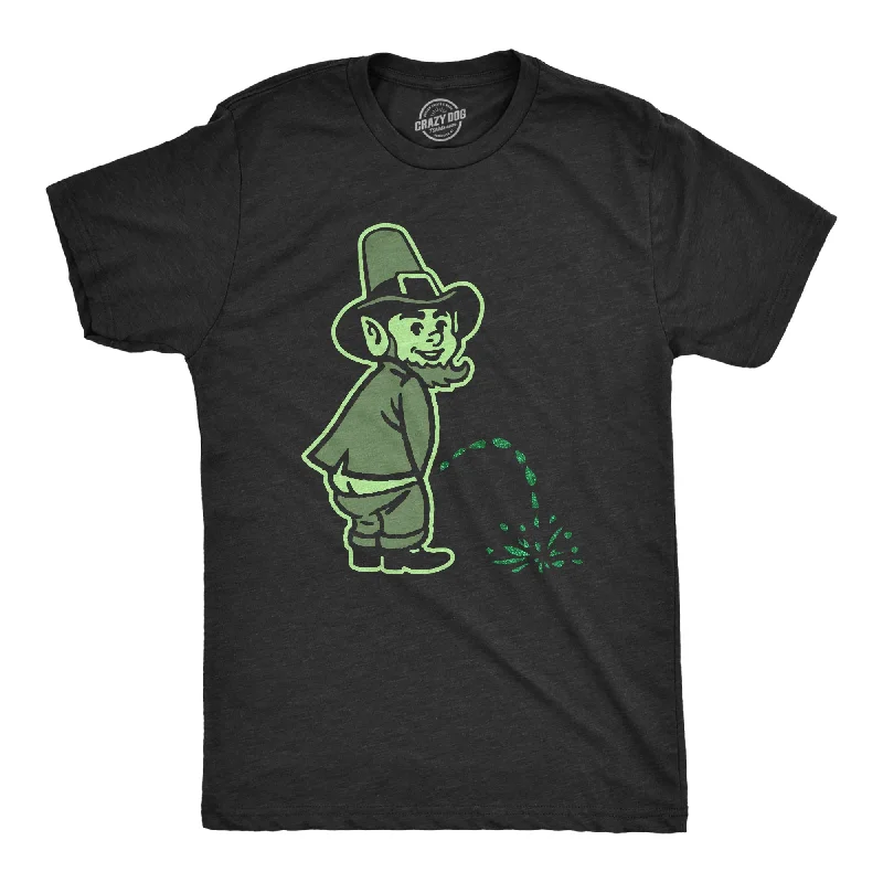 Men's brushed cotton t-shirt-Leprechaun Peeing Glitter Men's T Shirt