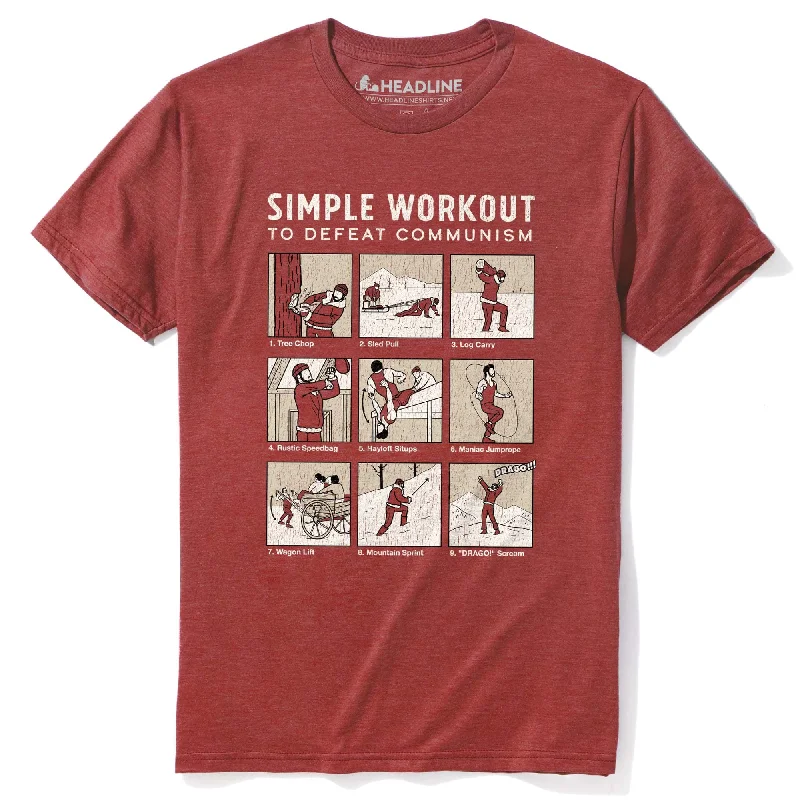 Men's laid-back t-shirt-Simple Workout to Defeat Communism T-Shirt