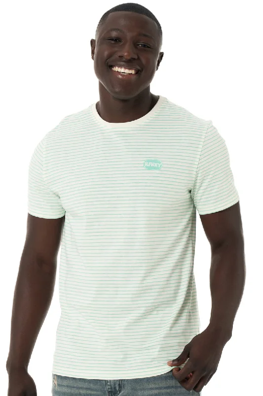 Men's artisanal t-shirt-Stripe T-Shirt _ 150340 _ Aqua