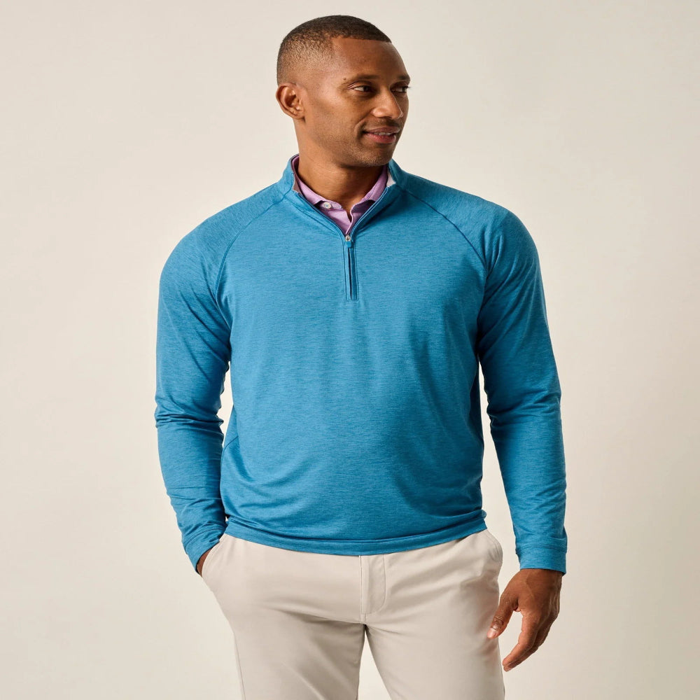 Men's streetwear sweater-Johnnie-O Freeborne Performance 1/4 Zip Pullover Sweater - Barrels Blue