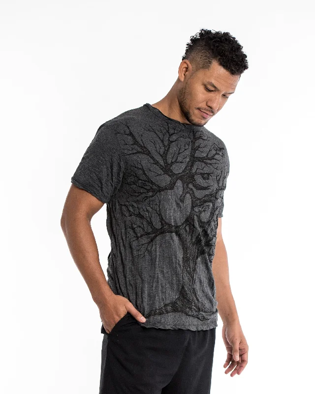 Men's luxury blend t-shirt-Mens Om Tree T-Shirt in Black