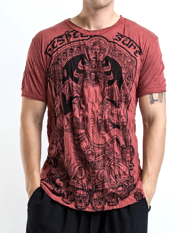 Men's artisanal t-shirt-Mens Batman Ganesh T-Shirt in Brick