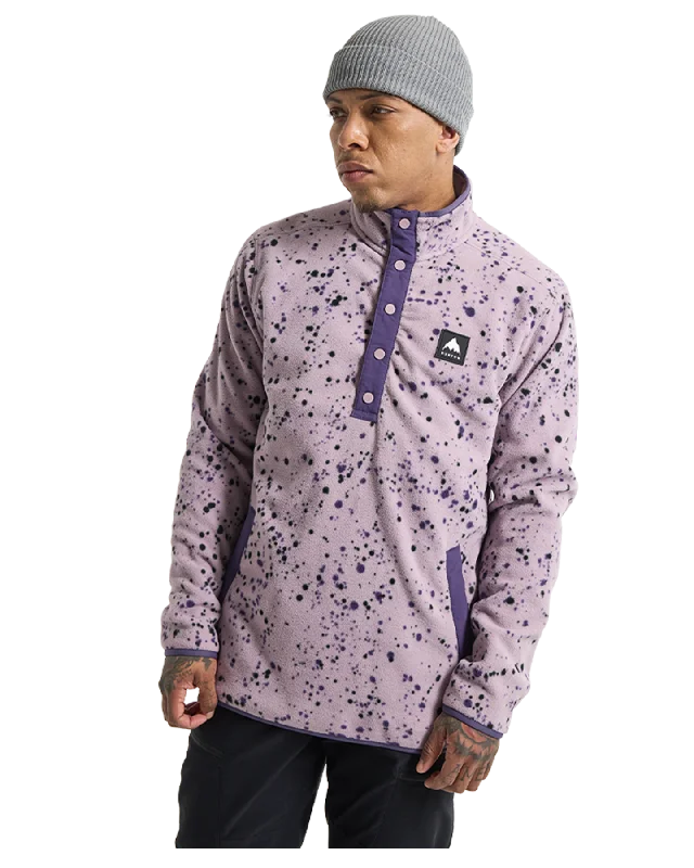 Men's designer sweatshirt-Burton Hearth Fleece Pullover - Elderberry Spatter - 2023