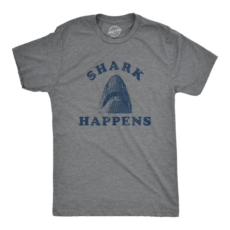 Men's artisanal t-shirt-Shark Happens Men's T Shirt