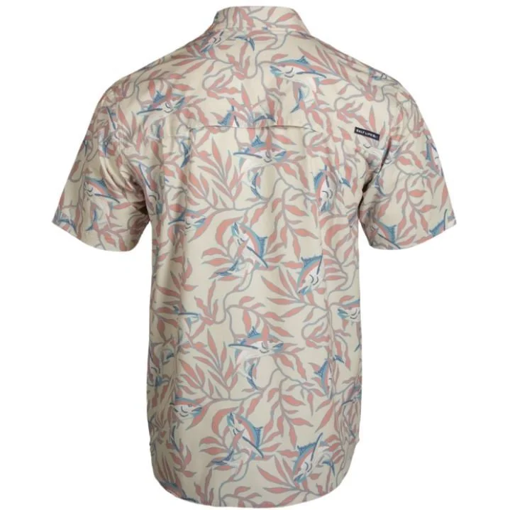 Men's sustainable dress shirt-Salt Life Short Sleeve Men's Woven Shirts