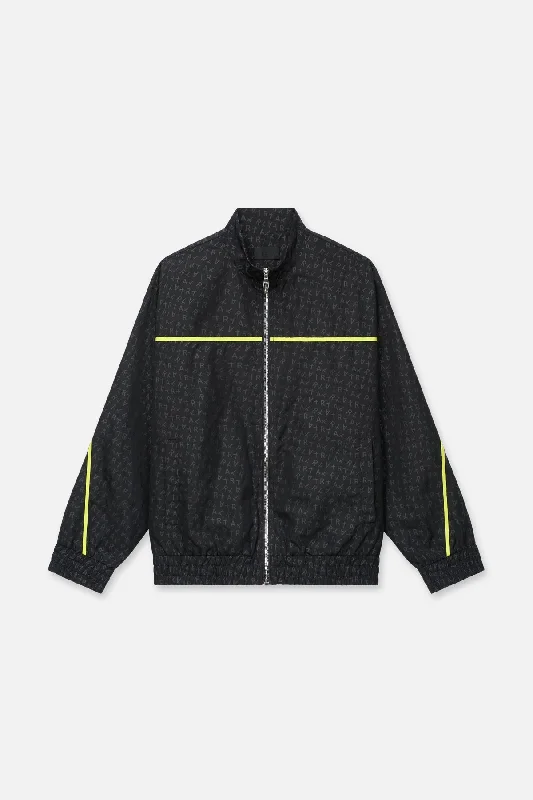 Men's tech-fabric utility jacket-MELVIN TRACK JACKET | BLACK ALLOVER LOGO