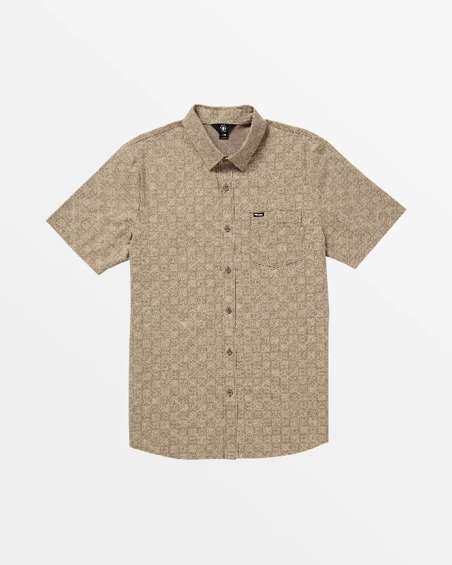 Men's performance office shirt-Warbler Short Sleeve Woven Top - Teak