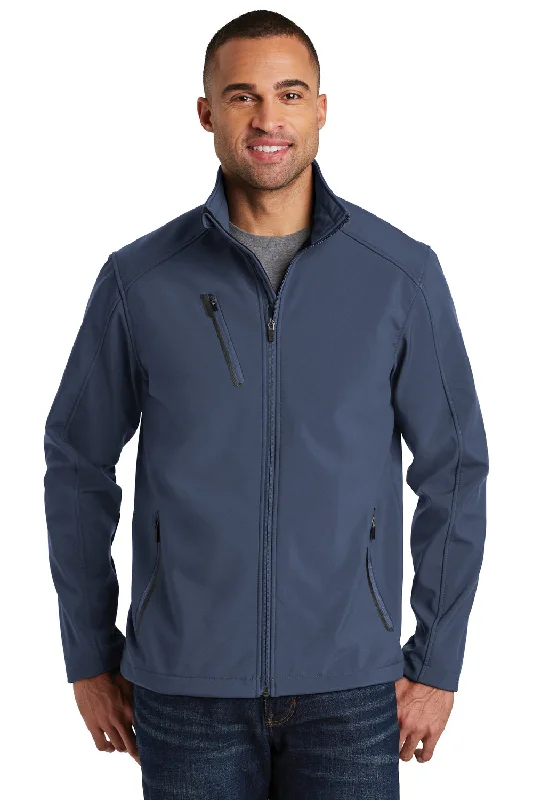 Men's ultra-light leather jacket-Port Authority Mens Welded Wind & Water Resistant Full Zip Jacket - Dress Navy Blue