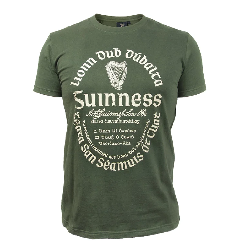 Men's fitted athletic t-shirt-Guinness Khaki Green Label T-Shirt