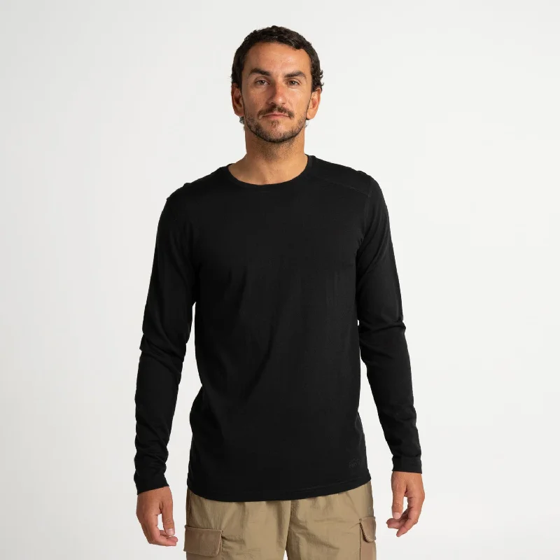 Men's embroidered t-shirt-Mens Merino LS Base Layer Charcoal