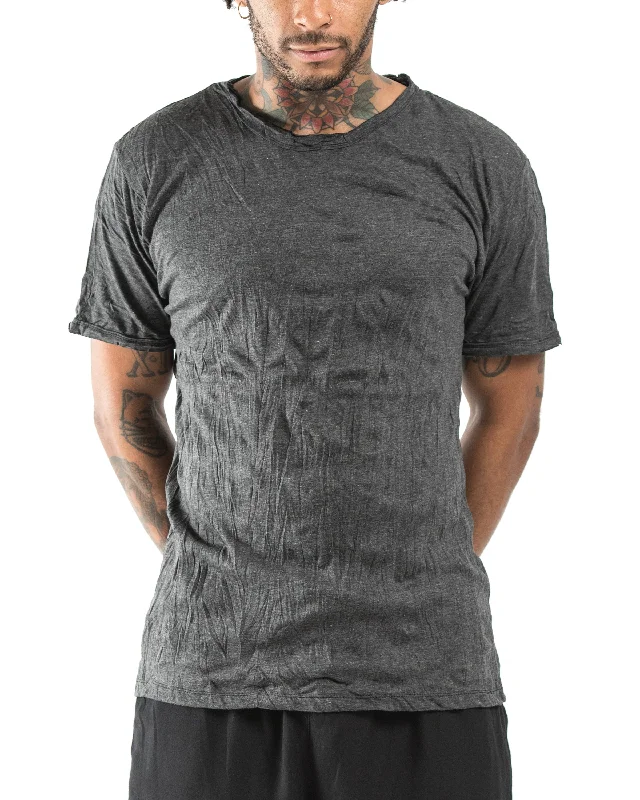 Men's brushed cotton t-shirt-Mens Solid Color T-Shirt in Black