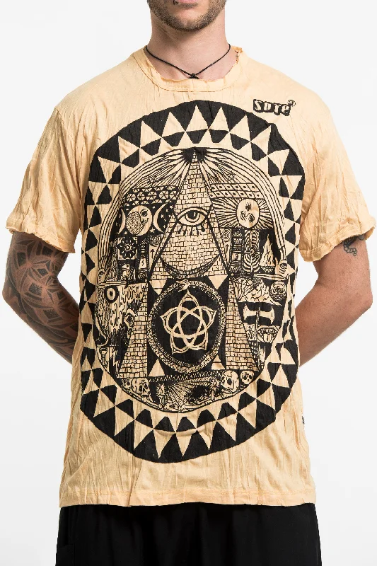 Men's laid-back t-shirt-Mens Pyramid Eye T-Shirt in Yellow