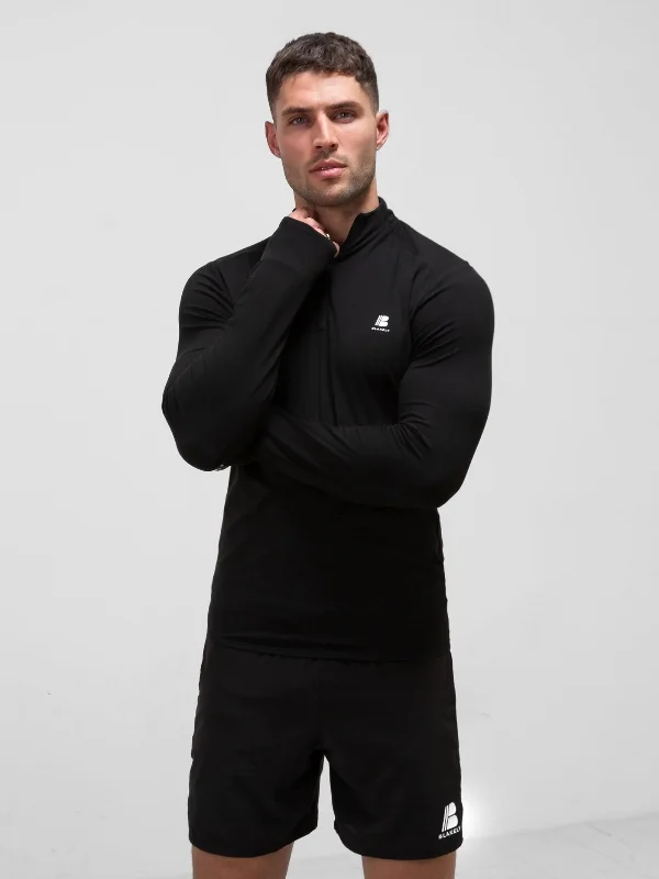 Men's embroidered t-shirt-Apex Tech 1/4 Zip Top - Black