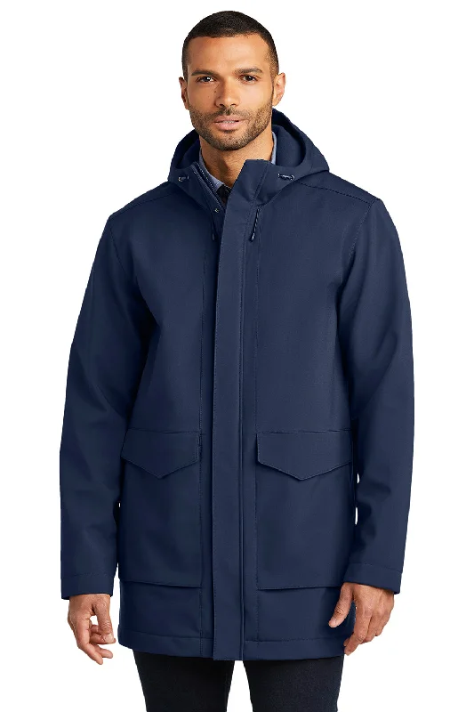 Men's sustainable windbreaker-Port Authority Mens Collective Water Resistant Full Zip Hooded Parka - River Navy Blue