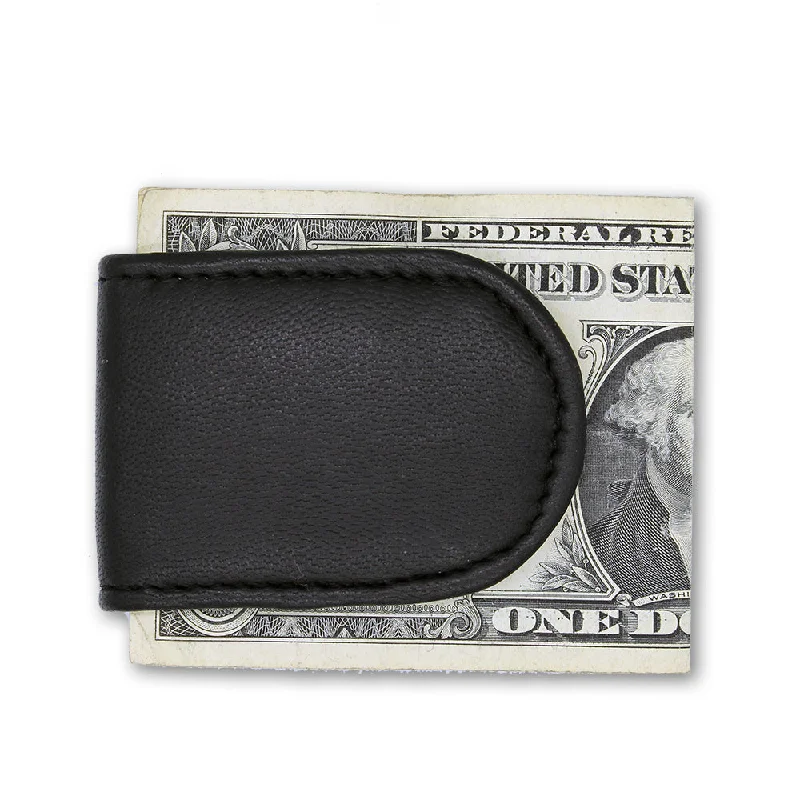 Men's go-to t-shirt-Leather Magnetic Money Clip