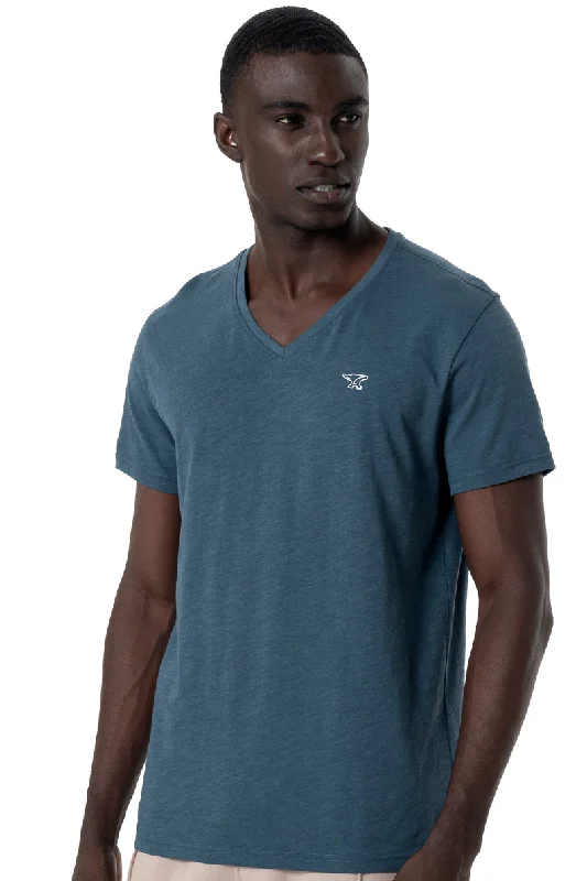 Men's ethical fashion t-shirt-V-Neck T-Shirt _ 145358 _ Teal