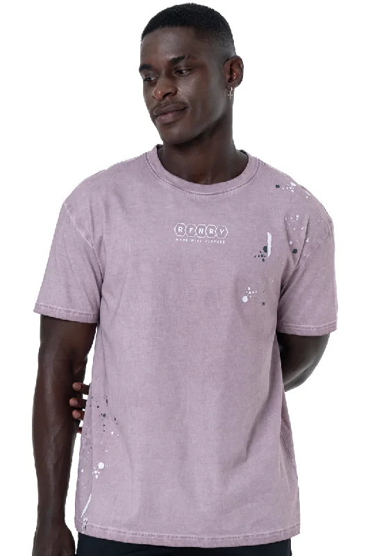 Men's biodegradable t-shirt-Splatter Print T-Shirt _ 147308 _ Berry