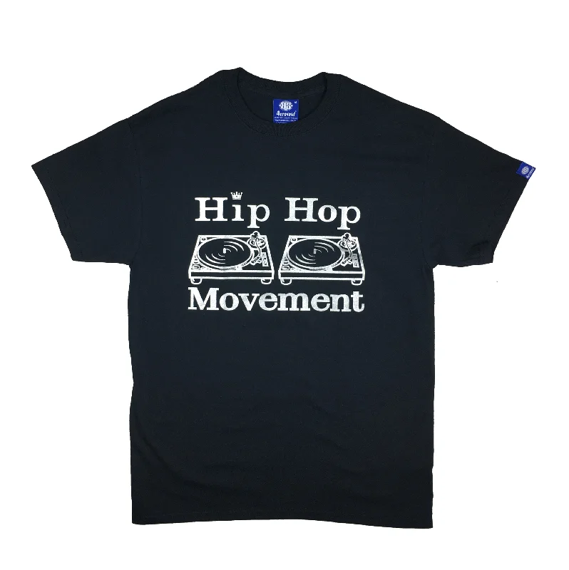 Men's avant-garde t-shirt-Hip Hop Movement Teeshirt (Silver/Black)