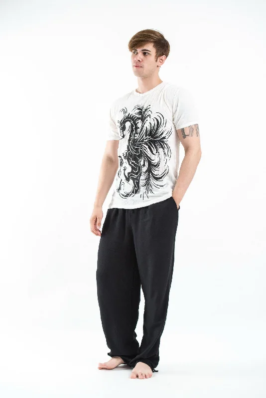 Men's fitted athletic t-shirt-Mens The Dragon T-Shirt in White