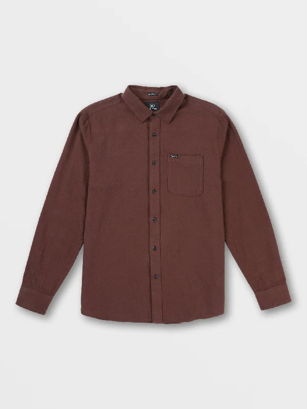 Men's breathable dress shirt-Caden Solid Long Sleeve Shirt - Mahogany