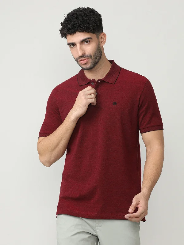 Men's ultra-comfortable dress wear polo shirt-Burnt Red Birdeye Pique Polo T-shirt